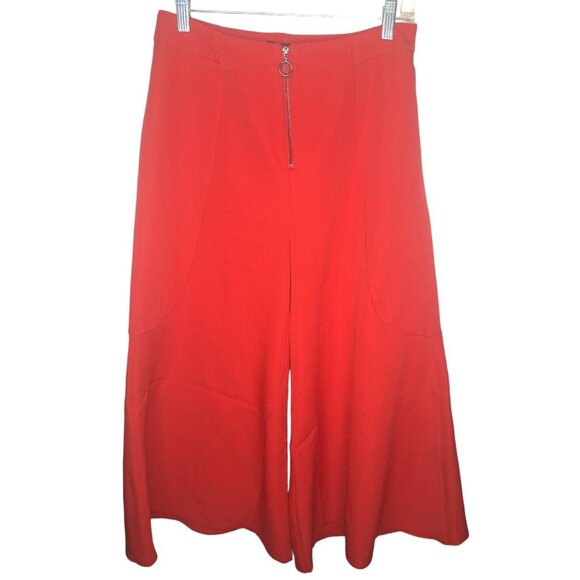 New Romeo Juliet Pants Flare Wide Leg Couture Red High Waist Flowy Crop Palazzo - Picture 1 of 4